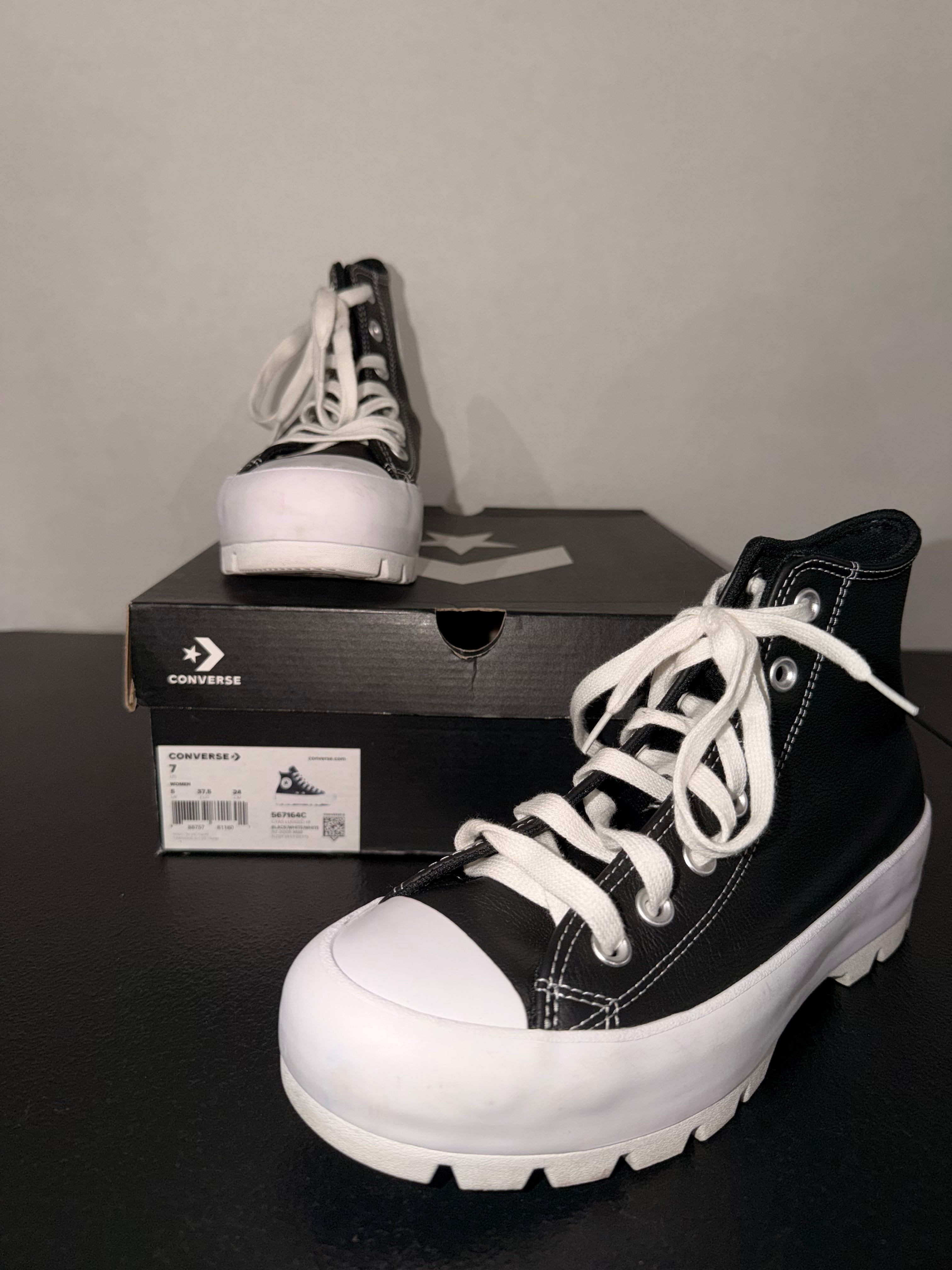 Converse All Star Chuck Taylor Black Lugged Leather Boot Womens Size 7 NIB