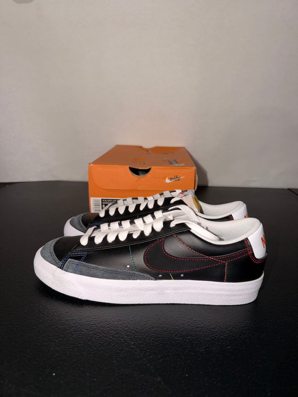 Nike W Blazer Low ‘77 Black/Black-University Red Women’s Size 8 Brand New In Box.
