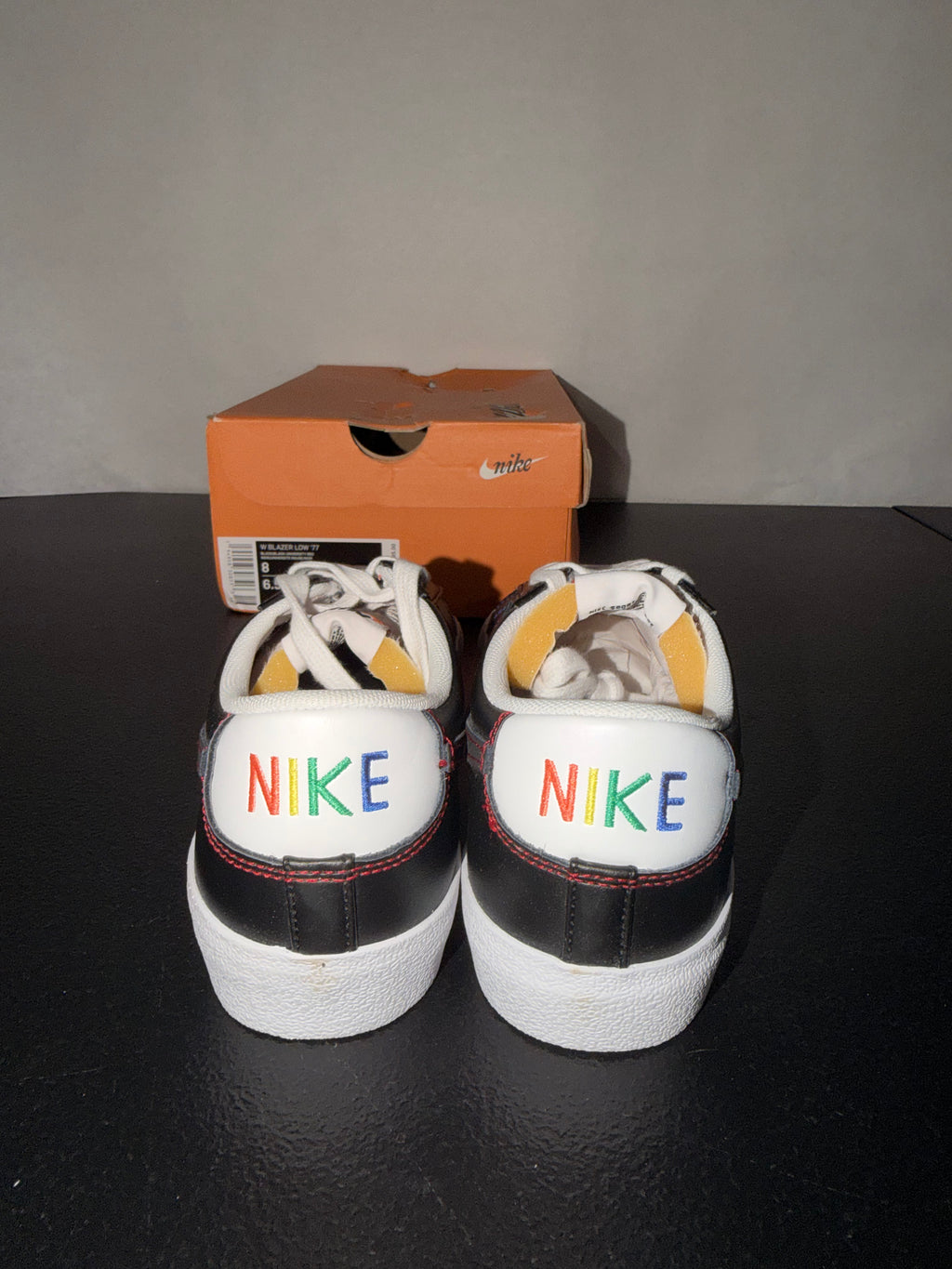 Nike W Blazer Low ‘77 Black/Black-University Red Women’s Size 8 Brand New In Box.